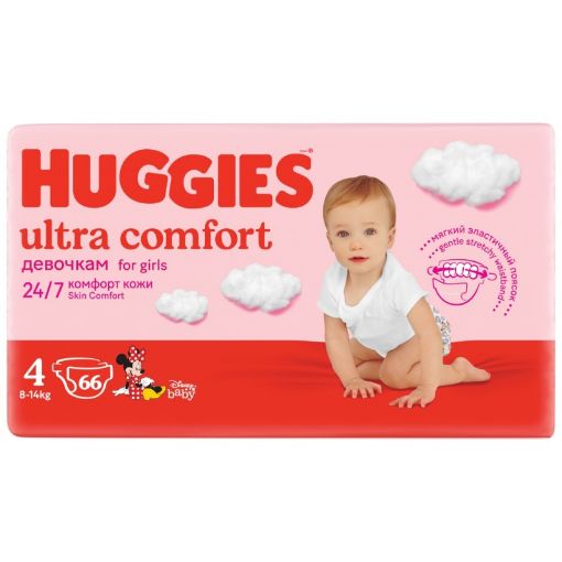 HUGGIES UC UŞAQ BEZİ N4 66 LI QIZ MEGA şəkli