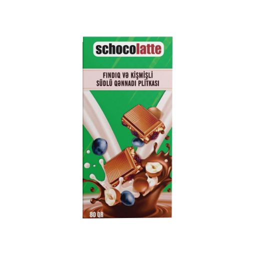 SCHOCOLATTE ŞOKOLAD 80 Q FINDIQ KİŞMİŞ şəkli